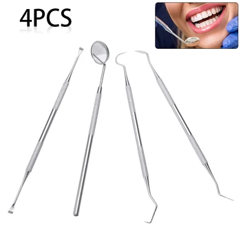 

4pcs Double-ended Dental Tooth Scraper Mirror Set Stainless Tartar Calculus Plaque Remover Oral Care Tool Dental Equipment