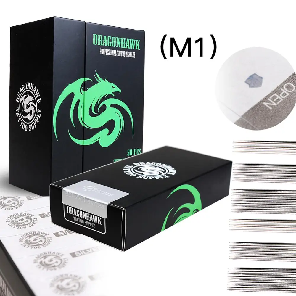50 шт. одноразовые иглы для татуажа M1 Weaved Magnum Dragonhawk высококачественные серебряные