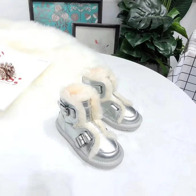 SWONCO/зимние ботинки из натуральной кожи для детей; Новинка года; Детские ботильоны; теплые плюшевые зимние ботинки на меху с хлопковой подкладкой