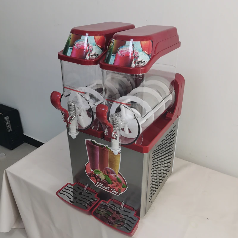 Frozen Drink Slush Machine 2 Cylinder Snow Melting Machine Ice-Cool Juice Dispense Commercial Smoothies Machine - Famidy.com