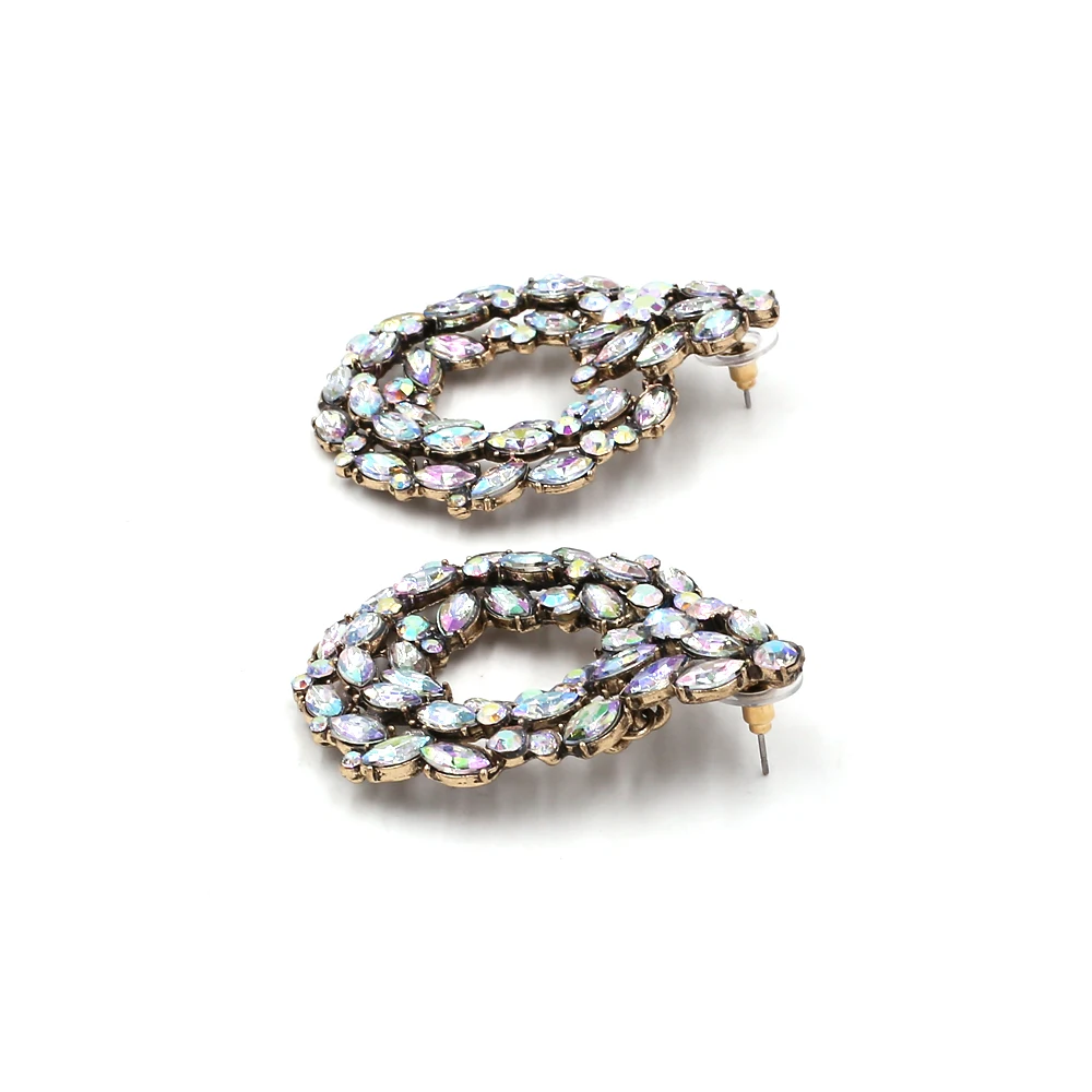 Vodeshanliwen ZA AB Colour Crystal Earrings For Women Fashion Rhinestone Dangle Drop Earrings Vintage Accessory