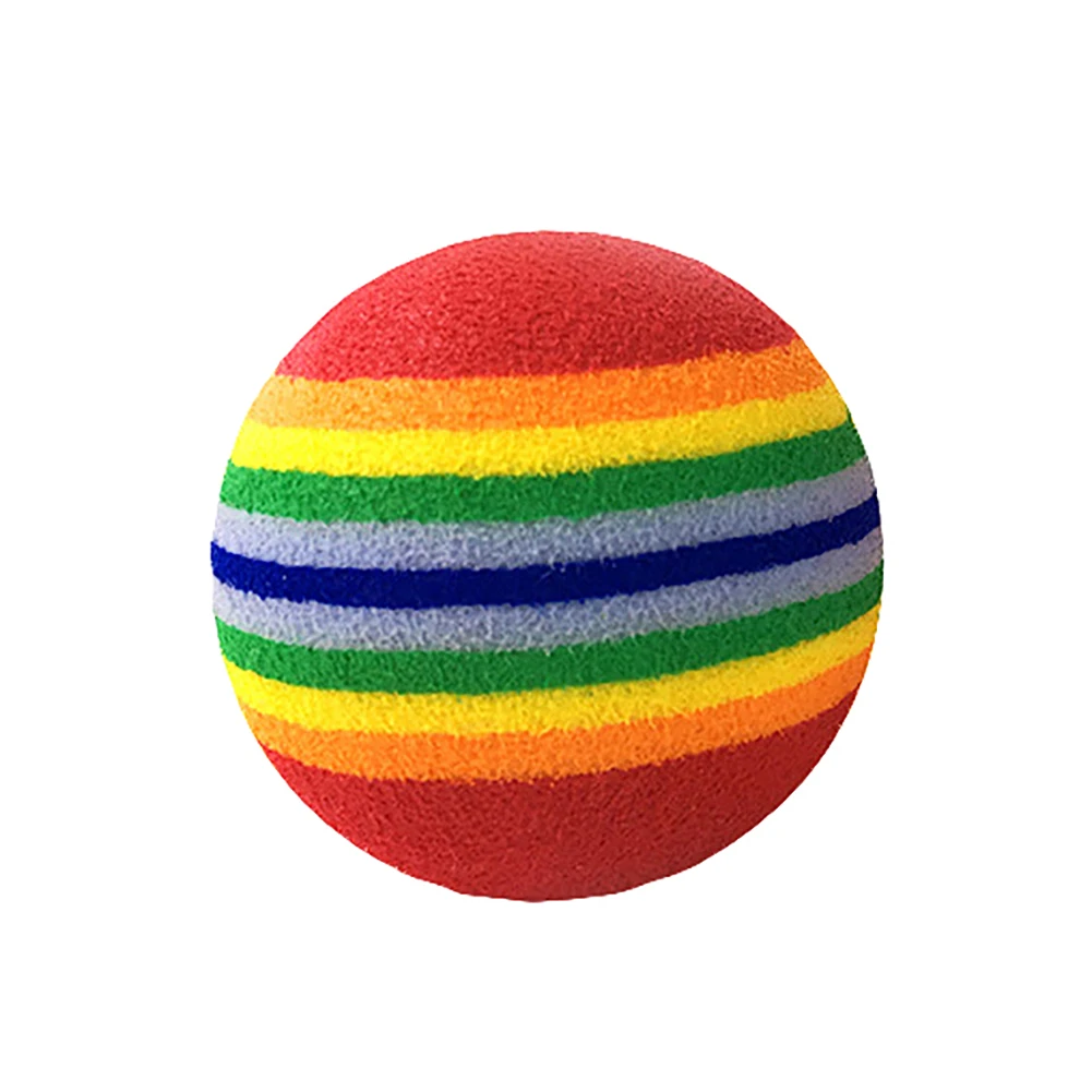 Funny Pet Dog Puppy Cat Rainbow Striped Super Q Stripe Rainbow Ball Foam Ball Chewing Interactive Ball Teething Toy