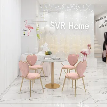 

Makeup Chair Nordic Dining Chair Love Iron Back Ins Customized Heart Shaped Bedroom Nail Princess Dressing Stool Bar chair