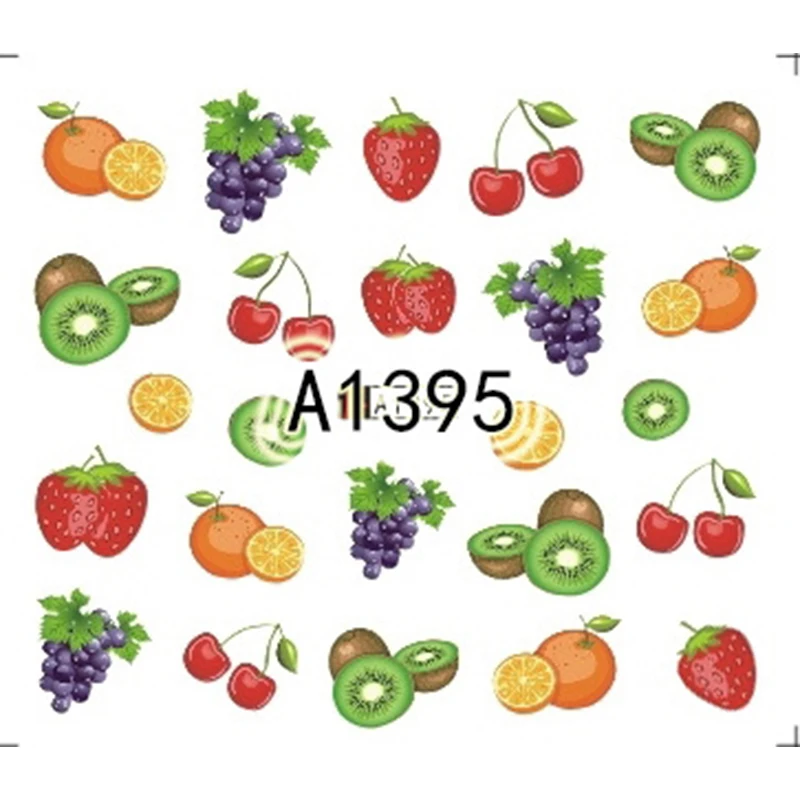 GAMBELLE Summer 25 Designs Nail Water Sticker Set Fruit Lemon Slider Nail Art Transfer Decal Colorful 5