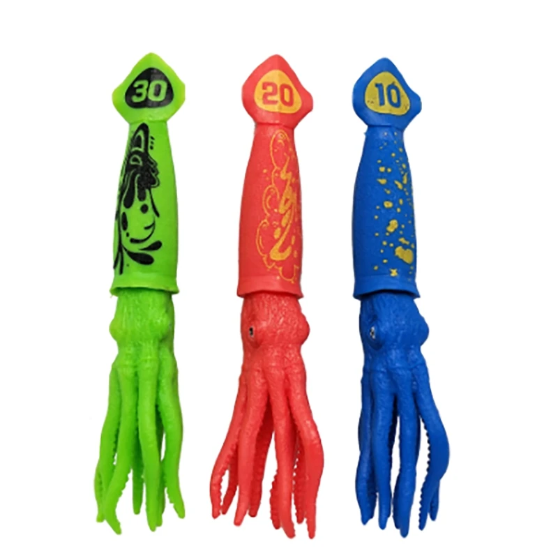 3 Pcs Squid Dive Toys Pool Toys for Kids Throw Underwater Octopus Bath