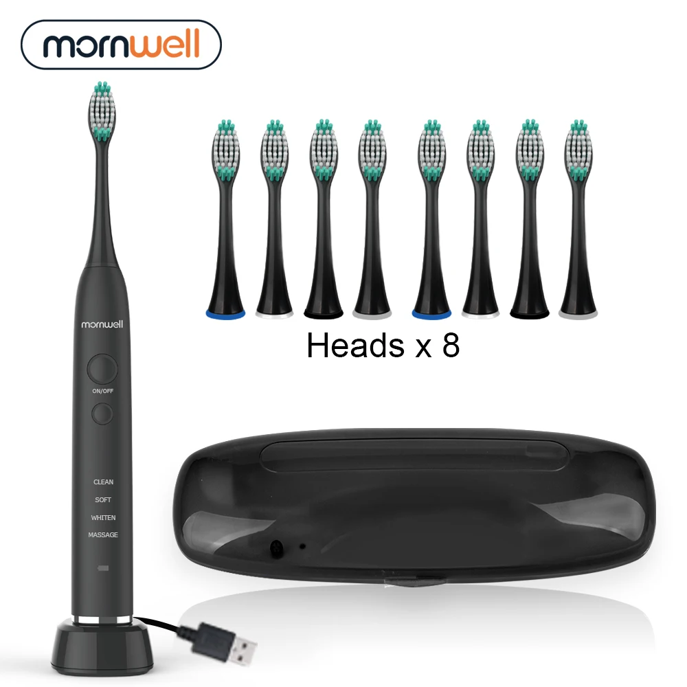 Electric Toothbrush USB Inductive Charging Sonic Toothbrush Adults Electric Sonic toothbrush Black 8 Brush Heads & Travel Case Electric Toothbrush USB Inductive Charging Sonic Toothbrush Adults Electric Sonic toothbrush Black 8 Brush Heads & Travel Case