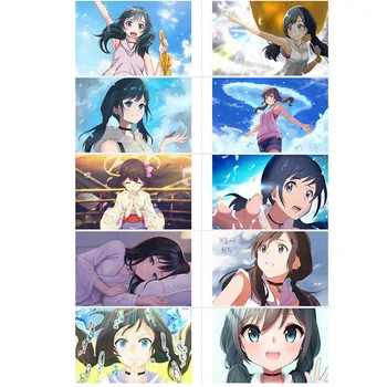 

10Pcs/Lot Weathering With You / Weathering With You Version New Anime Crystal Card Sticker Toy For Animation Collection For Fans