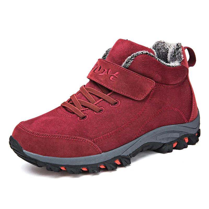 

Winter Women Sneakers Men Warm Boots Anti-Skidding Suede Leather Shoes Woman Popular Female Short Plush Shoes Durable Outsole
