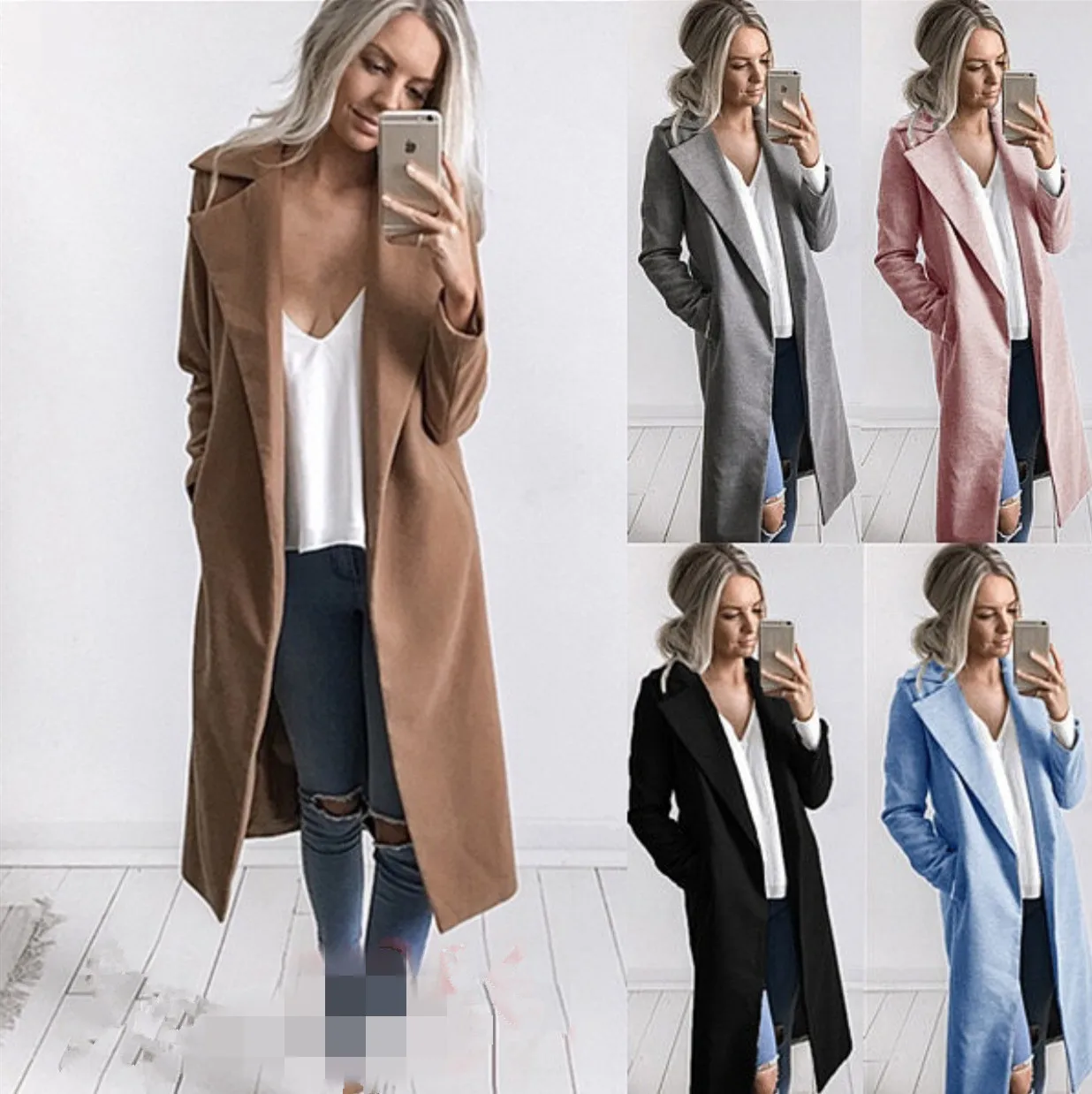 Fashion Women Casual Solid Color Coat Adults Autumn Elagant Fashion Long Sleeve Lapel NeckDouble Breasted Belted Trench Coat football uniform customization football training jersey green clothes adults and kids soccer clothes jersey sets short sleeve