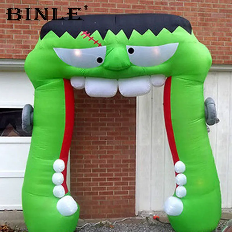 

Green LED illumination inflatable frankenstein archway entrance arch for Halloween yard decoration