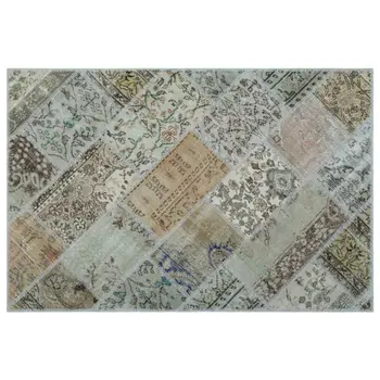 

Handmade Beige Vintage Overdyed Patchwork Area Rug 120x180 Cm-3'11''X5'11''