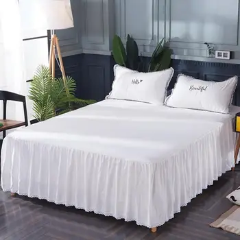 

35 White color Cotton Bed Skirt,Mattress Cover, Bed linens,Cotton bedsheet set Twin Queen King size bed set 120/160X200cm 36