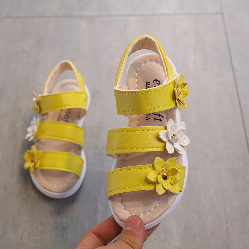 Children's Summer Sandals Girls Princess Flower Shoes Kids Flat Sandals Baby Girl Gladiator Soft