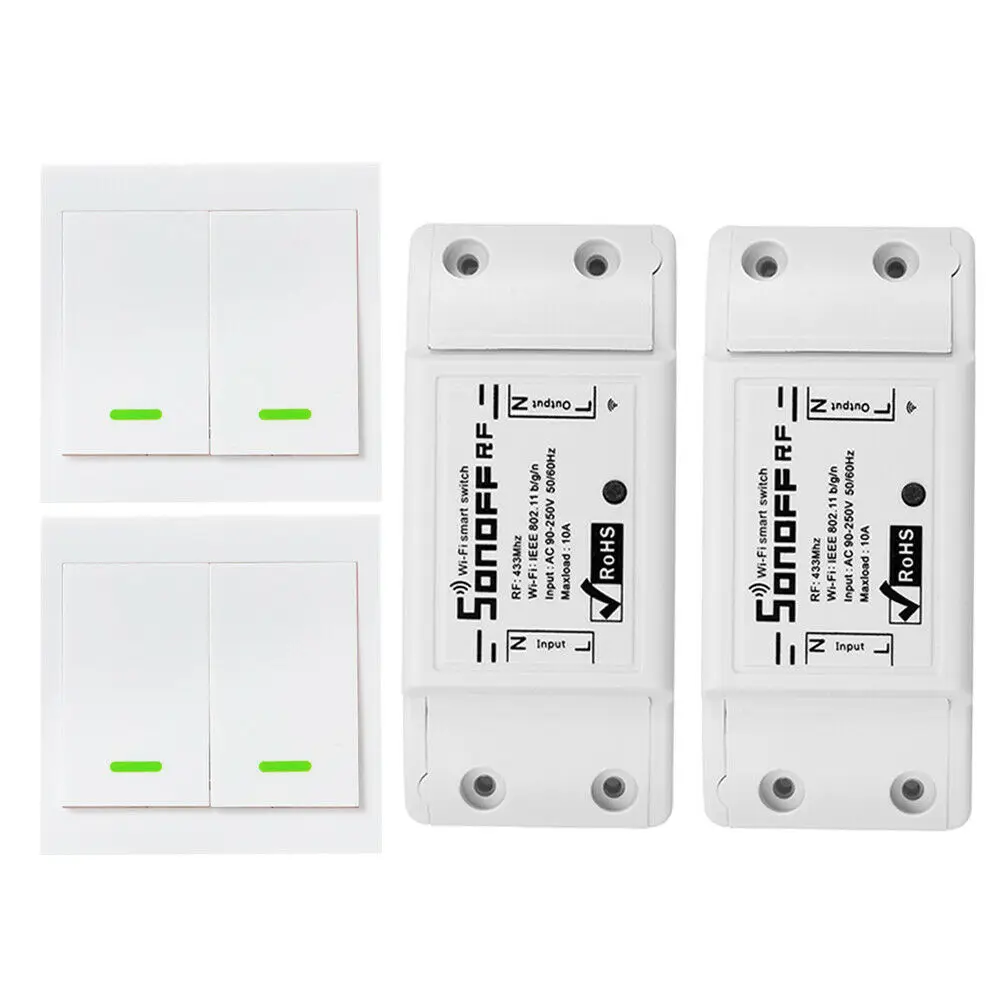 Sonoff RF WiFi Smart Switch RF Receiver Remote Control Smart Light Timing Switchs 1 2 3Gang 433Mhz RF Remote for Alexa Google 