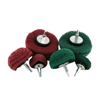 

6Pcs Mounted e Sanding Mop Pad Nylon Fiber Buffing Wheel for Metal Wood 180 320 Grit