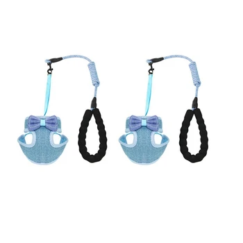

2PCS Bowknot Vest Style Cat Rope Anti-Break Off Adjustable Cat Traction Rope Chest Slip Cat Rope