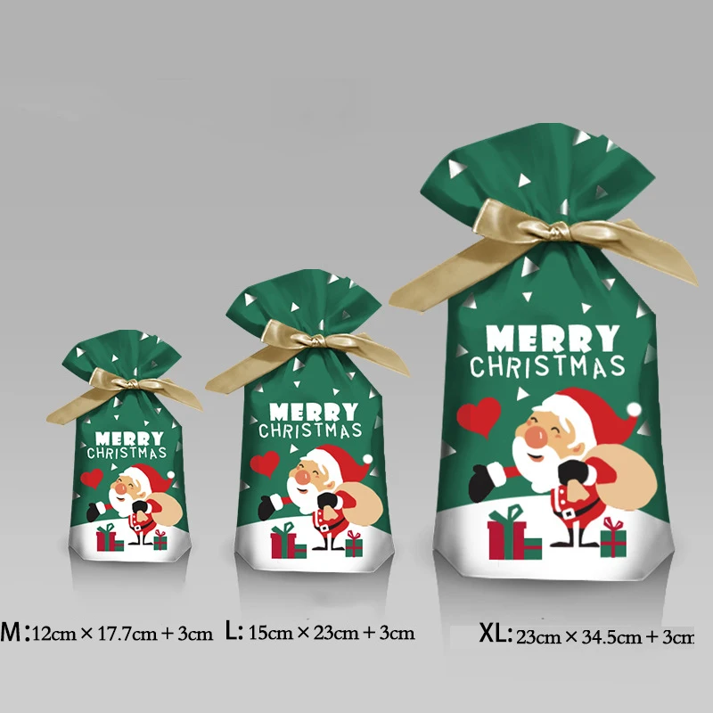 thumbnail image 1 of 5/10 piezas Bolsa de dulces de Año Nuevo 2022 Bolsa de regalo de Papá Noel Bolsa con cordón crujiente de copos de nieve Decoraciones de Feliz Navidad para el hogar Regalo de Navidad, 1 of 5