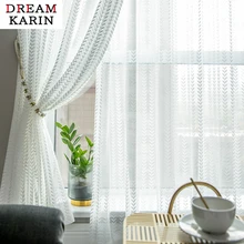 

DK Modern Luxury White Tulle Curtain for Living Room Bedroom Window Jacquard Sheers serape home decor Custom Made Drapes