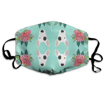 

Winter Norse Warmer, Comfortable Two Layer Floral Flowers Bull Terrier Dog Mint Green Anti Dust Face Mask Cover Mouth for Adults