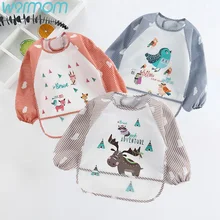 WARMOM/регулируемый детский нагрудник для кормления; водонепроницаемый нагрудник для кормления с героями мультфильмов; одежда для маленьких мальчиков и девочек с длинными рукавами; одежда для кормления с героями мультфильмов