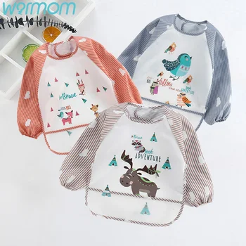 

WARMOM Adjustable Baby Bibs Feeding Bibs Waterproof Cartoon Feeding Cloth Baby Boys Grils Long Sleeve Cartoon Feeding Cloth