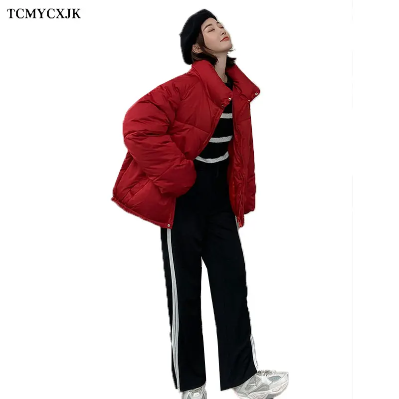 

2020 Winter New Style Korean Parker Jacket Women's Long-sleeve Stand-up Collar Down Cotton Coat Short Thick Warm Bread Jackets