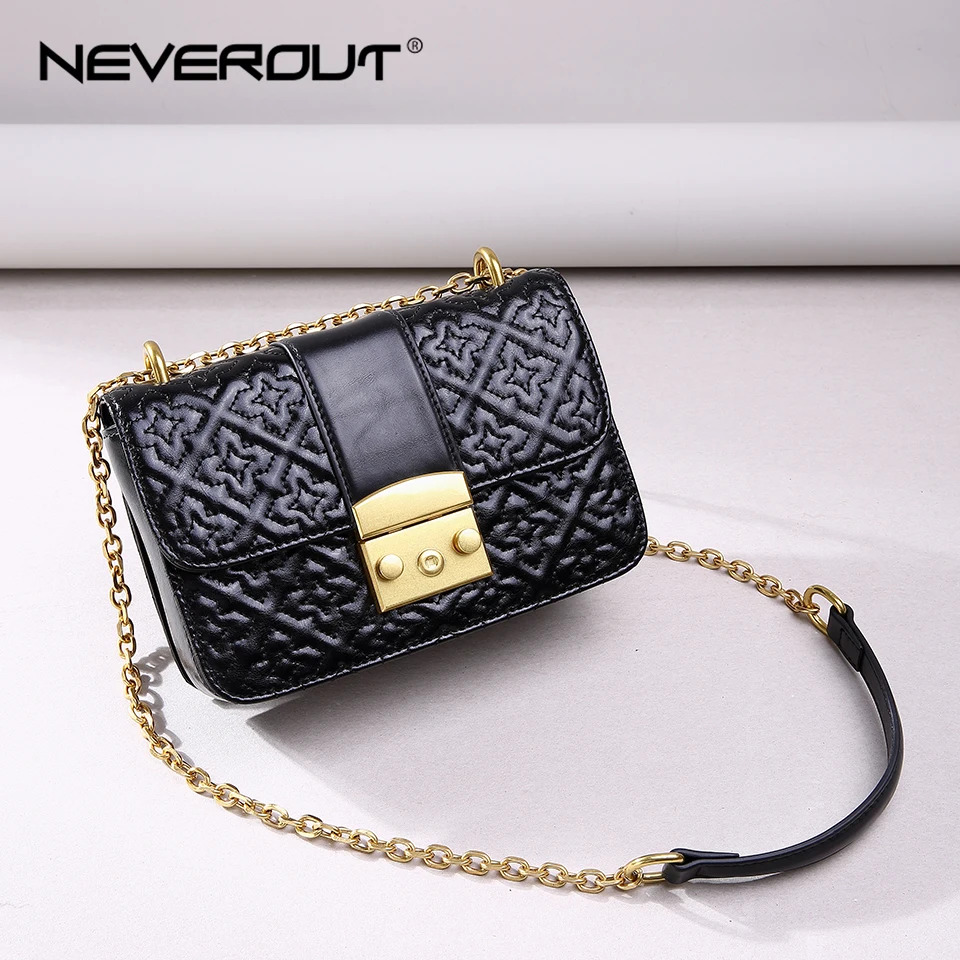 Женская сумка мессенджер NEVEROUT черная Повседневная через плечо из натуральной