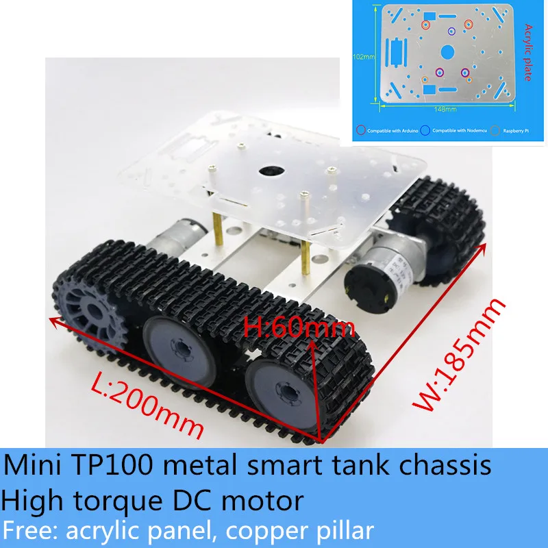 DIY Metal Tank Chassis Mini TP100 Smart Crawler Robot Platform High Torque Motor With Encoder Free Acrylic Panel For Arduino/UNO DIY Metal Tank Chassis Mini TP100 Smart Crawler Robot Platform High Torque Motor With Encoder Free Acrylic Panel For Arduino/UNO