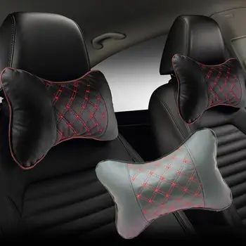 

1Pcs Universal Car Neck Pillows PVC Leather Breathable Mesh Auto Car Neck Rest Headrest Cushion Pillow Car Interior Accessories