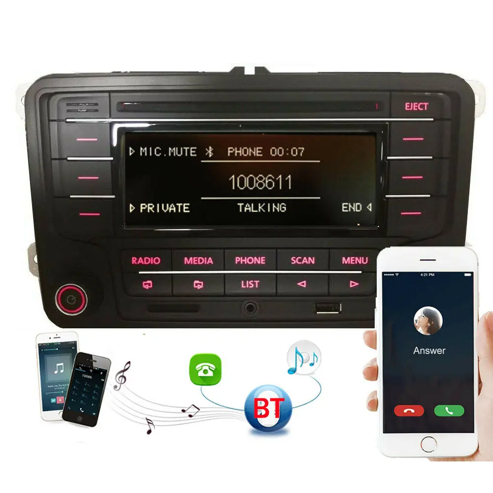Автомобильное радио стерео RCN210 + кабель Bluetooth CD MP3 USB AUX SD для Volkswagen GOLF PASSAT TOURAN POLO TIGUAN