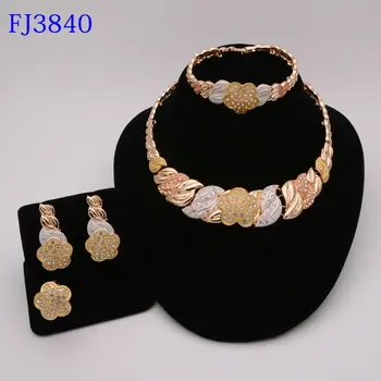 

Fashion African Beads Jewelry Sets Dubai Gold Color Brand Jewelry Set Woman Wedding Costume Design Statement Jewelry Set