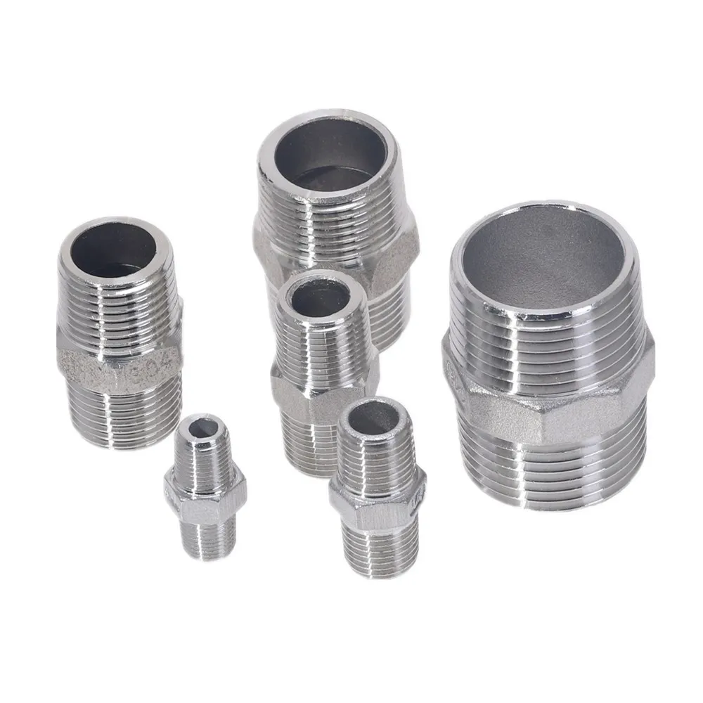 NPT 1-1/4"x 1-1/4" Male M/M Hex Nipple Stainless SUS 304 Threaded Pipe Fitting 
