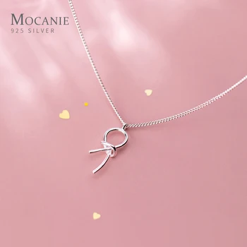 

Mocanie Real 925 Sterling Silver Minimalist Lucky Knot Pendant Necklace for Women Geometric Pendant Link Chain Fine Jewelry