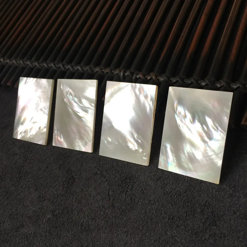 2 조각 40mm /30mm/2mm 진주 쉘의 흰색 자연 어머니 DIY 악기 액세서리 및 공예 상감 조각 된 재료