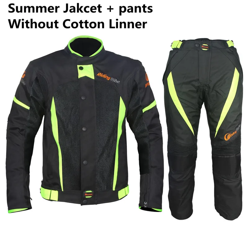 Куртка для мотоциклиста, штаны, летние, зимние, водонепроницаемые, теплые, для верховой езды, отражающиеся, костюм со съемным защитным снаряжением и подкладкой, JK-37 - Цвет: Summer - Suit