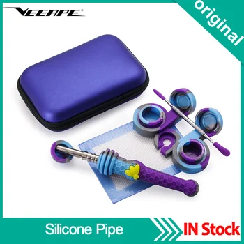 

Luminous Silicone Smoking Pipe Dabber Tool with Titanium Nail Silicone Oil Jar Base Mat Handle Silicone Pipe Wax Container