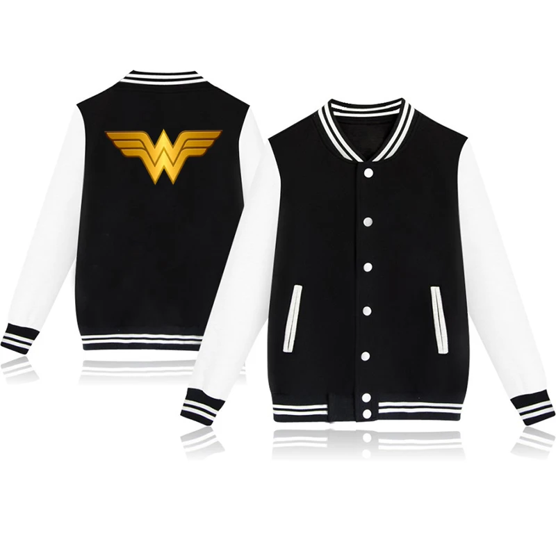 Wonder Woman, однобортная бейсбольная куртка для мальчиков и девочек, Harajuku, уличная бейсбольная форма для женщин и мужчин, модные куртки, одежда - Цвет: baseball jacket 8