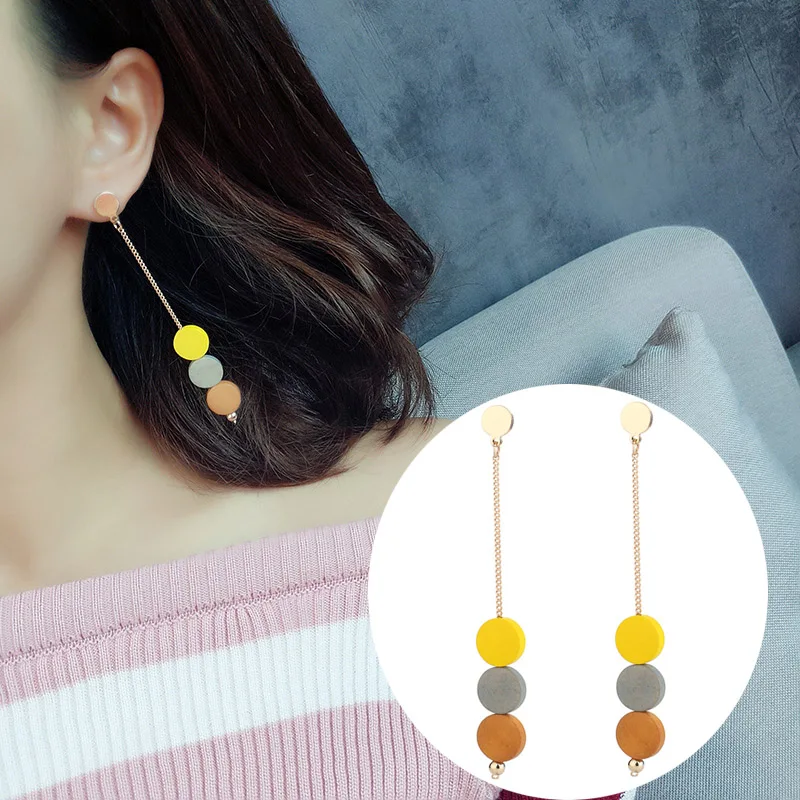e972 Новые модные круглые Висячие корейские серьги для женщин, геометрические круглые золотые серьги в форме сердца, свадебные ювелирные изделия - Окраска металла: e972