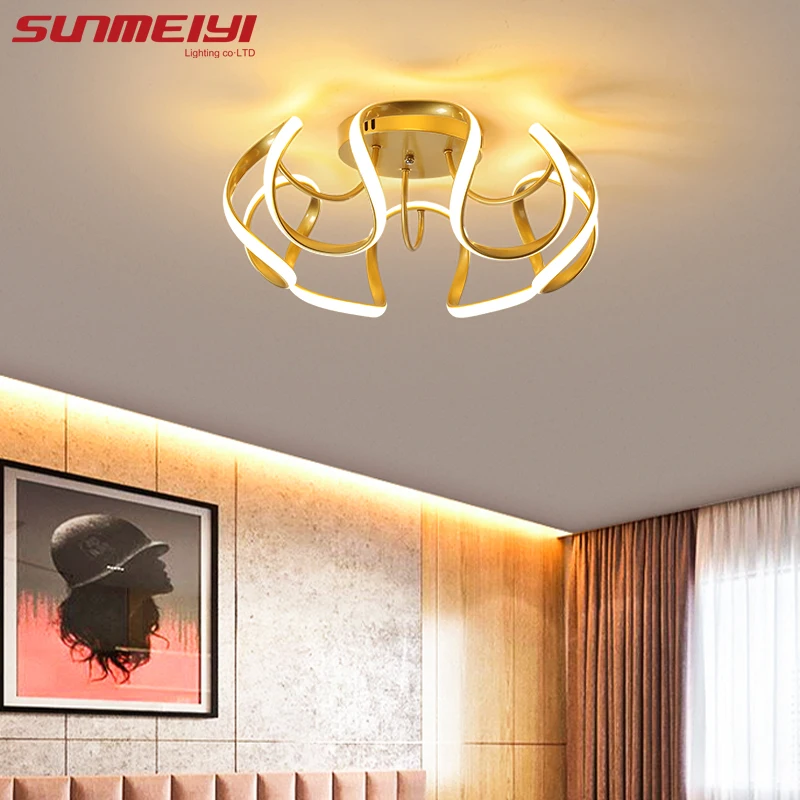 Nordic LED Ceiling Lights Aluminum Gold Lamp For Home Living room Kitchen Art Decor Ceiling Mounted Bedroom Lighting Dimmable