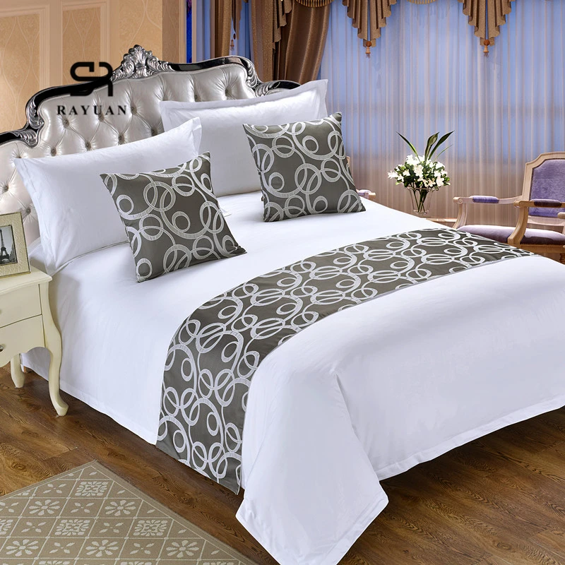 

RAYUAN Modern Polyester Hotel Bedspread Double Layer Bed Runner Throw Bedding Protector Single Queen King Bed Tail Towel