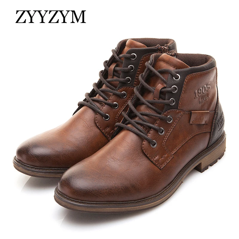 Online ZYYZYM Botas de cuero para Hombre Botas de tobillo de estilo Vintage de Otoño Invierno para Hombre calzado de moda Casual zapatos de Hombre Botas Hombre
