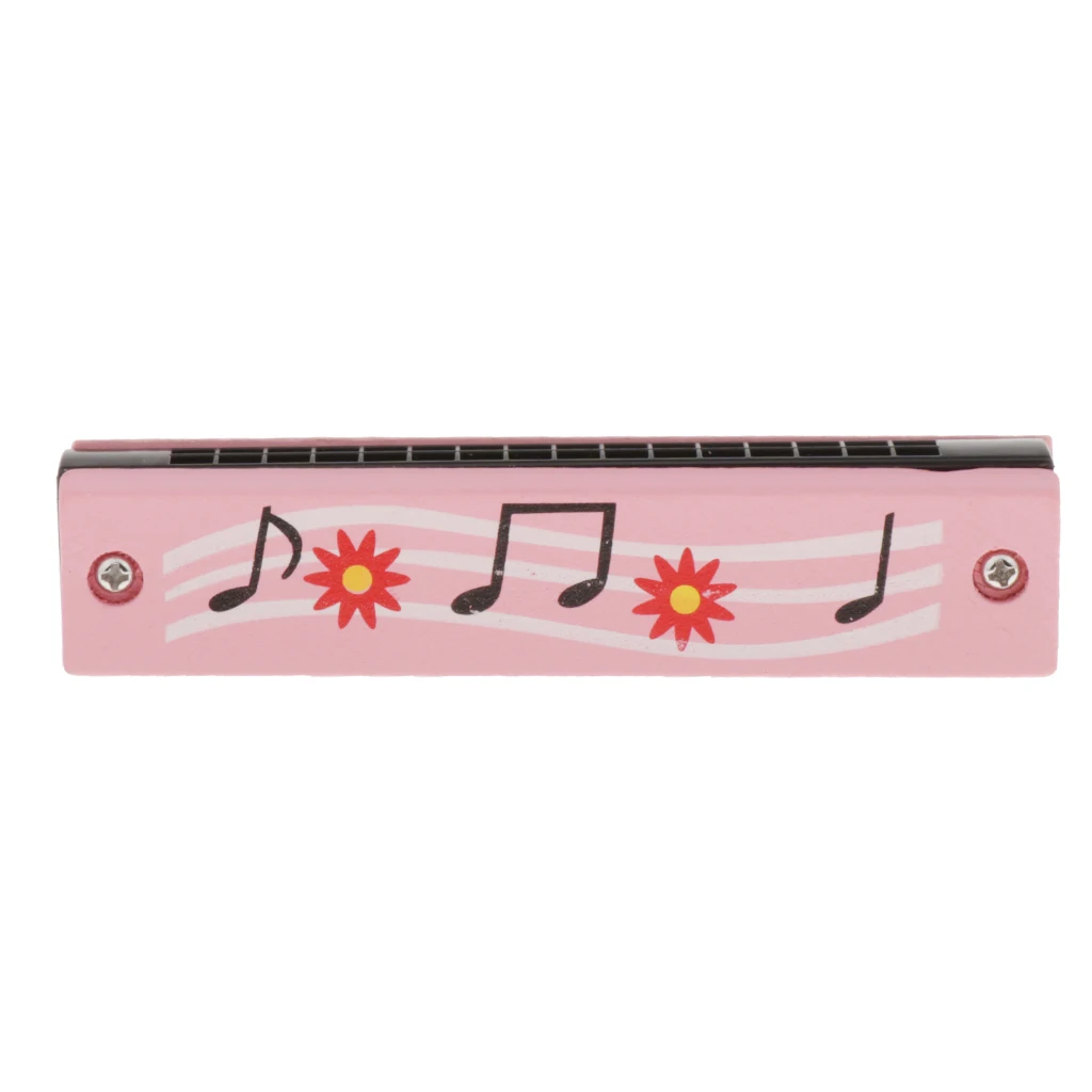 1pc Wood Cartoon Harmonica Double Row 16 Holes for Kids Musical Instrument 1pc Wood Cartoon Harmonica Double Row 16 Holes for Kids Musical Instrument