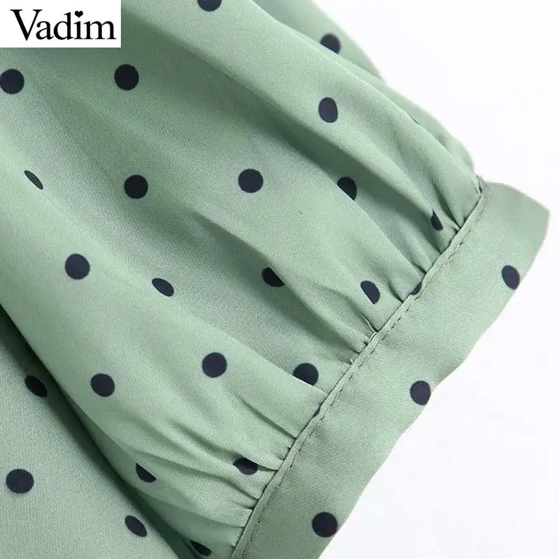 Женское элегантное платье vadim блуза в горошек с короткими рукавами рубашки с отложным воротником со стойкой Женская офисная одежда повседневные топы blusas LB657