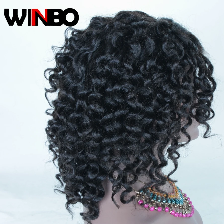 WINBO бразильские волосы remy для черных женщин парики полностью кружевные парики натуральный черный цвет Предварительно выщипанные Волосы Детские волосы