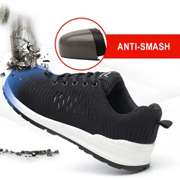 

Breathable Construction Men'S Outdoor Steel Toe Cap Work Boots Puncture-Proof Work Sneakers Safety Shoes With Steel Toe Cap