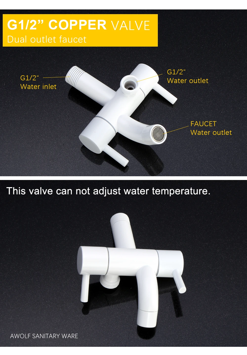 Description Picture 6 of itemSquare Design Hand Held Toilet Bidet Sprayer White Solid Brass Douche Kit Shattaf Dual handle Bidet Faucet Shower Spout AP2305