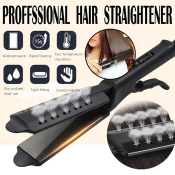 

Hair Straightener Steam Flat Iron Four-Gear Hair Straightening Tourmaline Ceramic Professional Hair Straightener Styling Tool