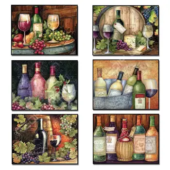 

5D Diamond Painting Still Life Wine Diamond Mosaic Handmade Picture of Rhinestones Cross Stitch Diamond Embroidery Needlework
