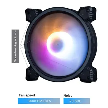 

Mute LED RGB Light Color Changing Heatsink Cooling Fan Computer Case Cooler for Universal Desktop Computer PC blue LED