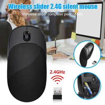 

Portable Mini Slider Wireless Mouse Mute Gaming Mice for PC Computer Laptop Accessories DJA99